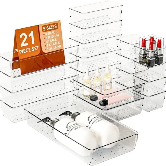 Other - 21 PCS Clear Drawer Organizer Storage Bins, 21 Piece Set, Organizers and Storage